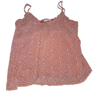 Willow + Root Women Small Burnt Orange Floral Ruffle Boho‎ Camisole Top